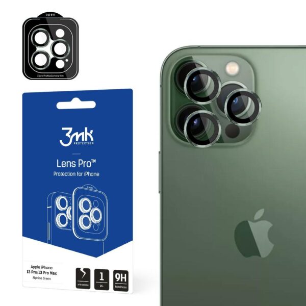 3MK Lens Protection Pro iPhone 13 Pro / 13 Pro Max zielony/alphine green Ochrona na obiektyw aparatu z ramką montażową 1szt.