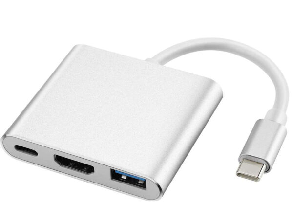 Adapter HUB 3w1 Alogy przejściówka USB-C 3.0 HDMI USB-A Srebrny - obrazek 3