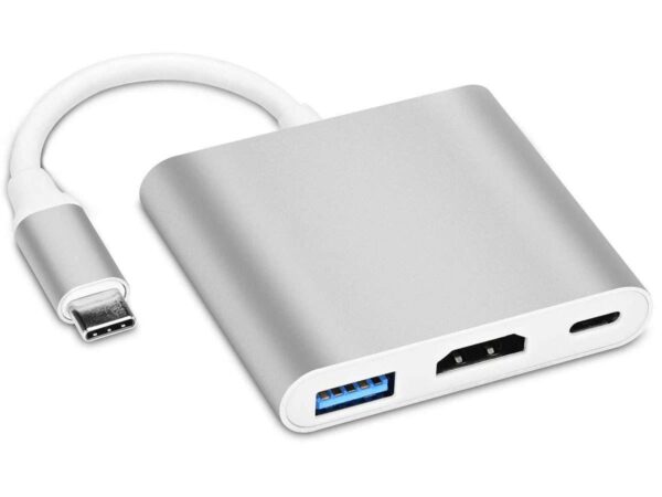 Adapter HUB 3w1 Alogy przejściówka USB-C 3.0 HDMI USB-A Srebrny - obrazek 4