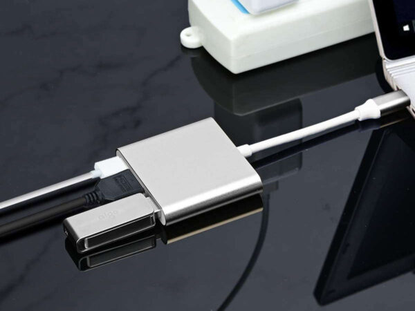 Adapter HUB 3w1 Alogy przejściówka USB-C 3.0 HDMI USB-A Srebrny - obrazek 5