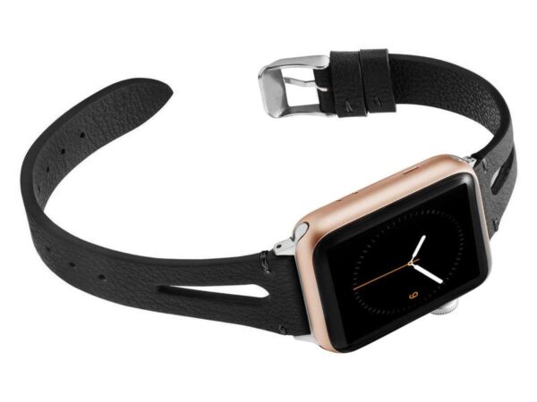 Pasek Leather Strap Alogy skóra do Apple Watch 42/44/45/49mm Czarny - obrazek 3