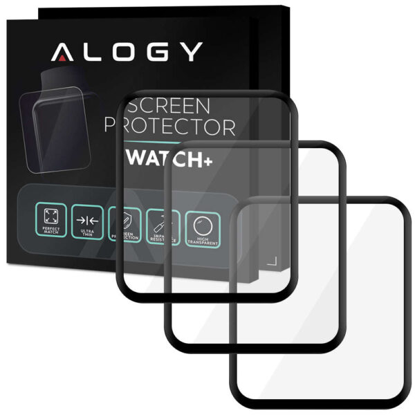 3x Elastyczne Szkło 3D Alogy Screen Protector Pro+ do Xiaomi Redmi Watch 2 Lite Black - obrazek 8