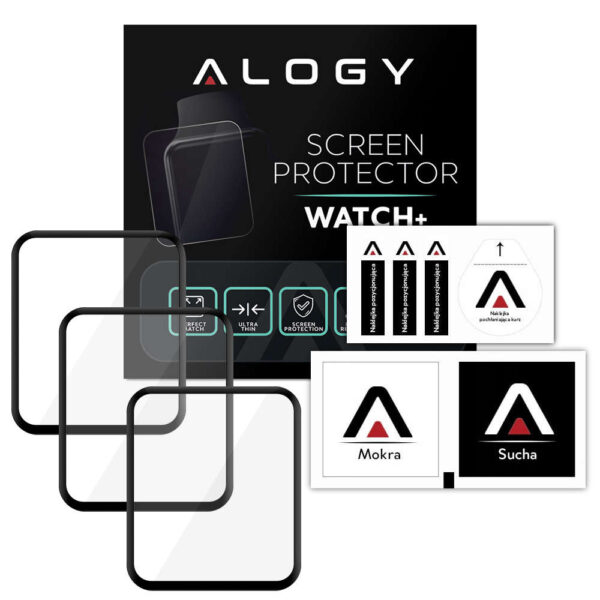 3x Elastyczne Szkło 3D Alogy Screen Protector Pro+ do Xiaomi Redmi Watch 2 Lite Black - obrazek 7