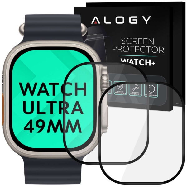 2x Elastyczne Szkło 3D Alogy Screen Protector Pro+ do Apple Watch Ultra 49mm Black