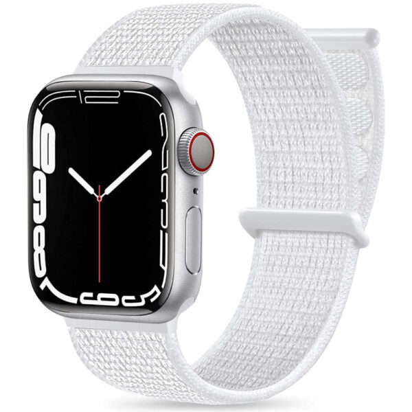 Pasek Alogy Nylon Strap z rzepem do Apple Watch 1/2/3/4/5/6/7/8/SE (38/40/41mm) Biały - obrazek 14