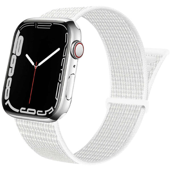 Pasek Alogy Nylon Strap z rzepem do Apple Watch 1/2/3/4/5/6/7/8/SE (38/40/41mm) Biały - obrazek 10