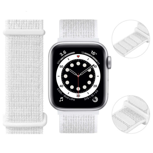 Pasek Alogy Nylon Strap z rzepem do Apple Watch 1/2/3/4/5/6/7/8/SE (38/40/41mm) Biały - obrazek 3