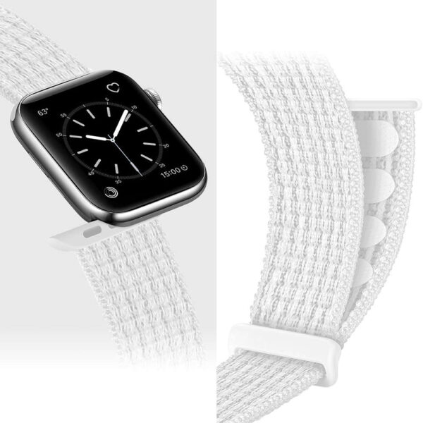 Pasek Alogy Nylon Strap z rzepem do Apple Watch 1/2/3/4/5/6/7/8/SE (38/40/41mm) Biały - obrazek 8