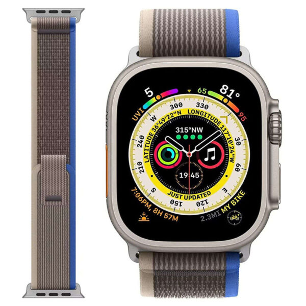 Pasek nylonowy Alogy Sport Strap na rzep do Apple Watch 1/2/3/4/5/6/7/8/SE (38/40/41mm) Niebiesko-szary - obrazek 2