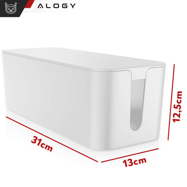 Organizer kabli biurkowy podłogowy pojemnik pudełko na kable listwy Alogy Box M 31cm Biały - obrazek 3