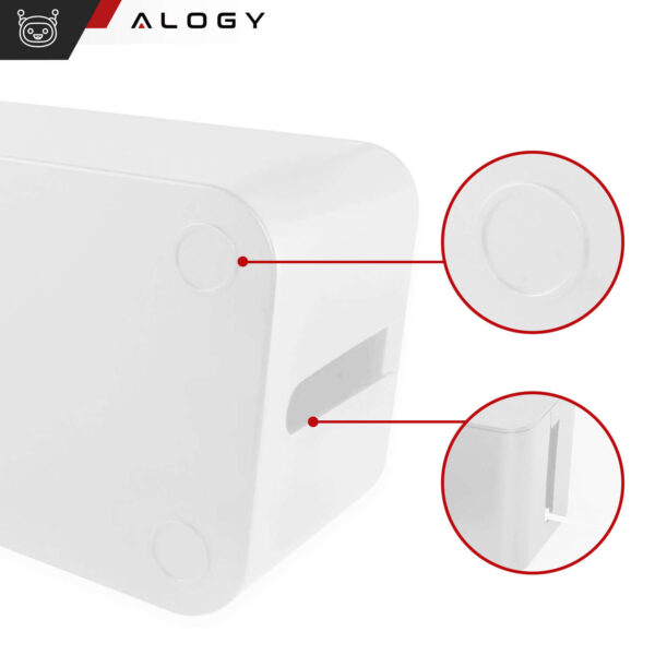 Organizer kabli biurkowy podłogowy pojemnik pudełko na kable listwy Alogy Box M 31cm Biały - obrazek 9