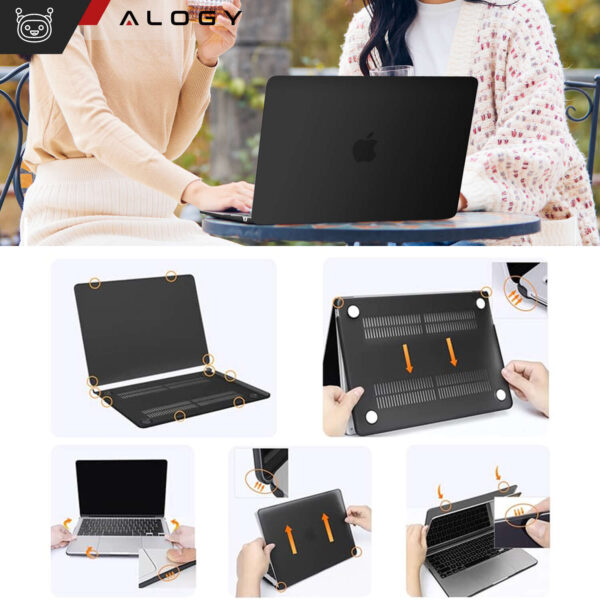 Etui do Macbook Air 15 M2 2023 A2941 Case obudowa pokrowiec matowe Alogy Hard Cover Czarne - obrazek 11