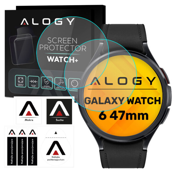 2x Szkło Hartowane do Samsung Galaxy Watch 6 Classic 47mm ochronne na smartwatch Alogy Screen Protector Watch+