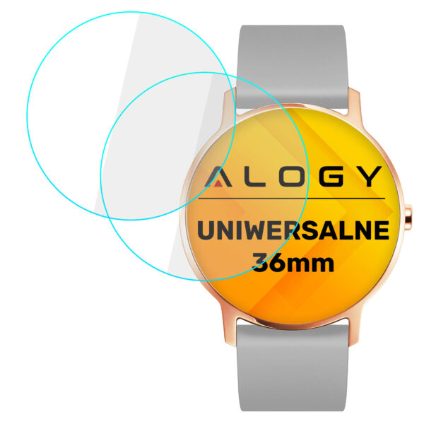 2x Szkło Hartowane na smartwatch watch zegarek uniwersalne 36mm średnica ochronne Alogy Screen Protector Watch+ - obrazek 11