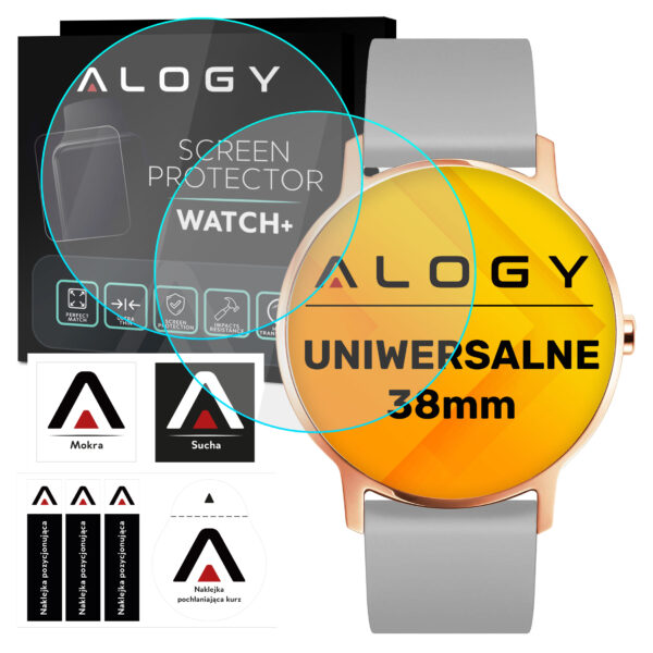 2x Szkło Hartowane na smartwatch watch zegarek uniwersalne 38mm średnica ochronne Alogy Screen Protector Watch+