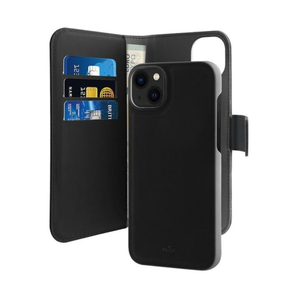 Oryginalne Etui Puro Wallet Detachable iPhone 14 Plus / 15 Plus 6,7" 2w1 czarne/black IPC1467BOOKC3BLK