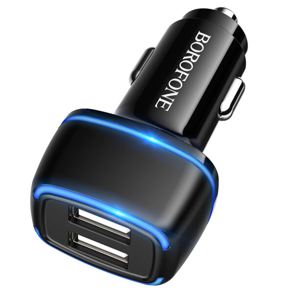 Borofone Ładowarka samochodowa BZ14 Max - 2xUSB - 2,4A z kablem USB na Micro USB czarna - obrazek 5