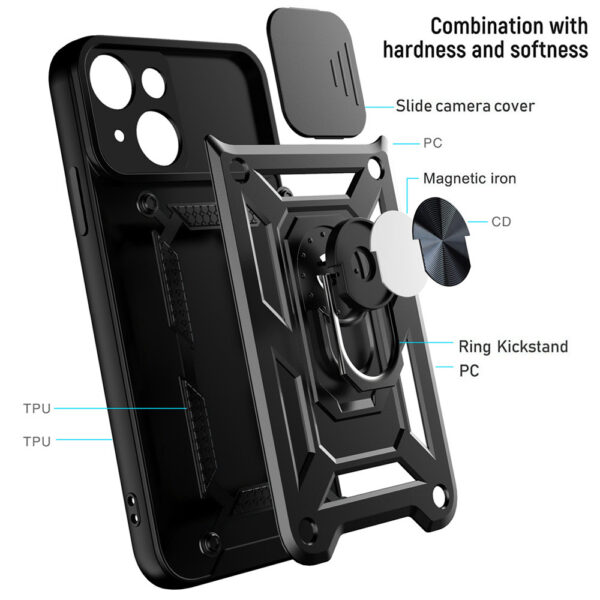 Slide Camera Armor Case do Iphone 14 Czarny - obrazek 5