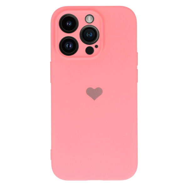 Vennus Silicone Heart Case do Iphone 13 Pro wzór 1 różowy - obrazek 2