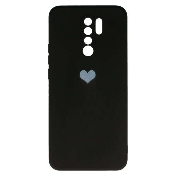 Vennus Silicone Heart Case do Xiaomi Redmi 9 wzór 1 czarny - obrazek 4