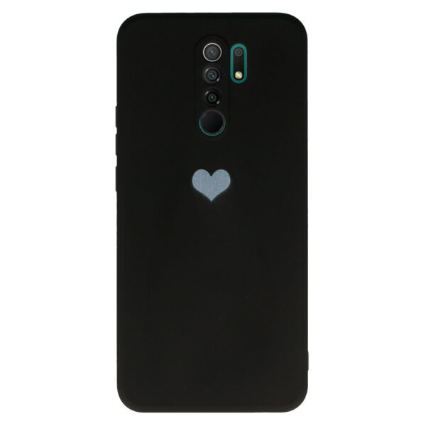 Vennus Silicone Heart Case do Xiaomi Redmi 9 wzór 1 czarny - obrazek 2