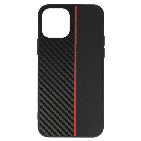 Tel Protect CARBON Case do Iphone 12 Pro Max Czarny z czerwonym paskiem - obrazek 2