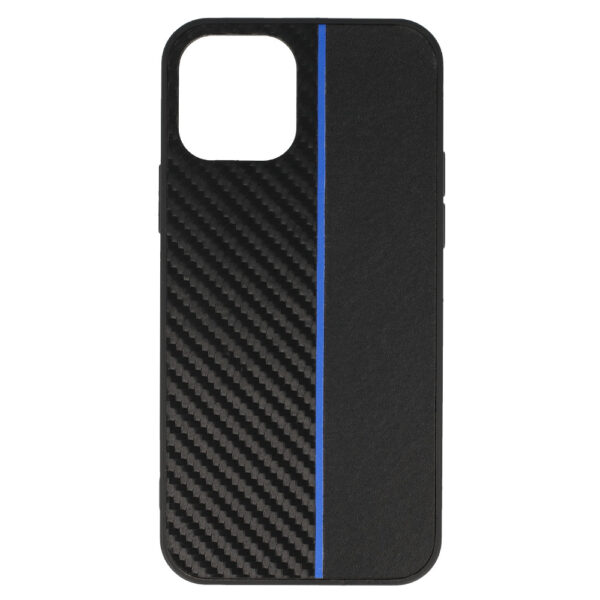 Tel Protect CARBON Case do Iphone 12 Pro Max Czarny z niebieskim paskiem - obrazek 2