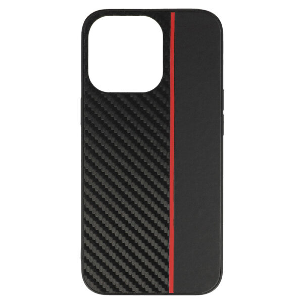 Tel Protect CARBON Case do Iphone 13 Pro Czarny z czerwonym paskiem - obrazek 2