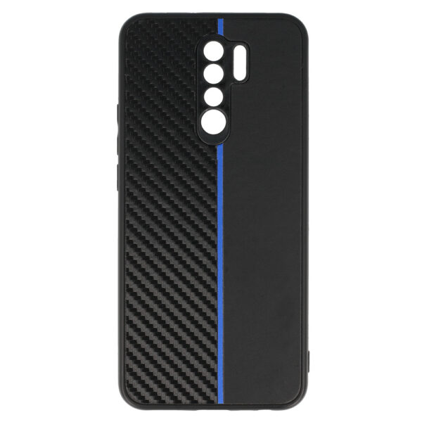 Tel Protect CARBON Case do Xiaomi Redmi 9 Czarny z niebieskim paskiem - obrazek 2