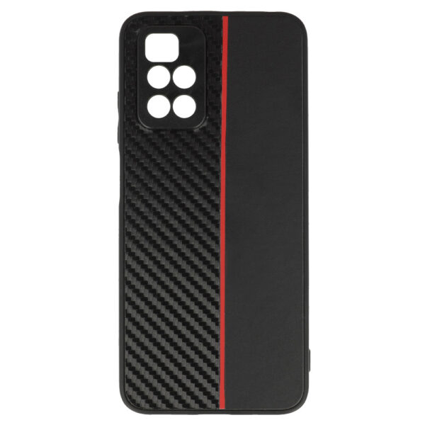 Tel Protect CARBON Case do Xiaomi Redmi 10 Czarny z czerwonym paskiem - obrazek 2