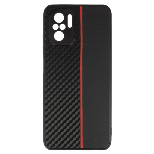 Tel Protect CARBON Case do Xiaomi Redmi Note 10/Note 10S/Poco M5S Czarny z czerwonym paskiem - obrazek 2