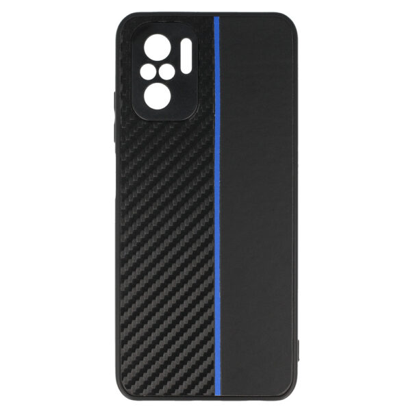 Tel Protect CARBON Case do Xiaomi Redmi Note 10/Note 10S/Poco M5S Czarny z niebieskim paskiem - obrazek 2