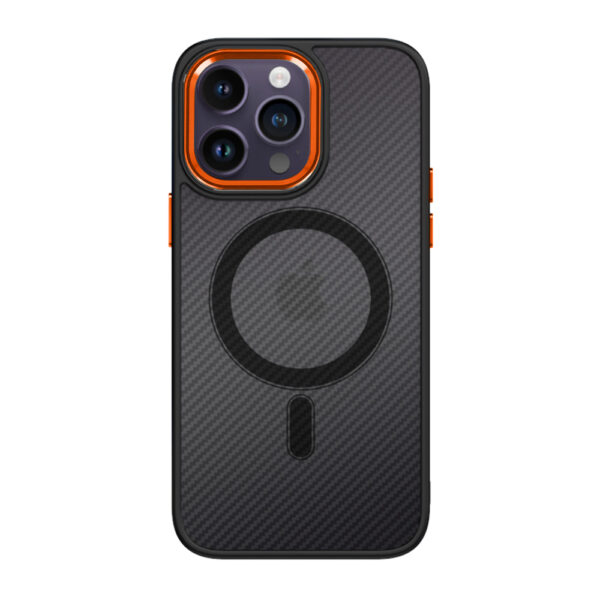 Tel Protect Magnetic Carbon Case do Iphone 11 Czarno-pomarańczowy - obrazek 2