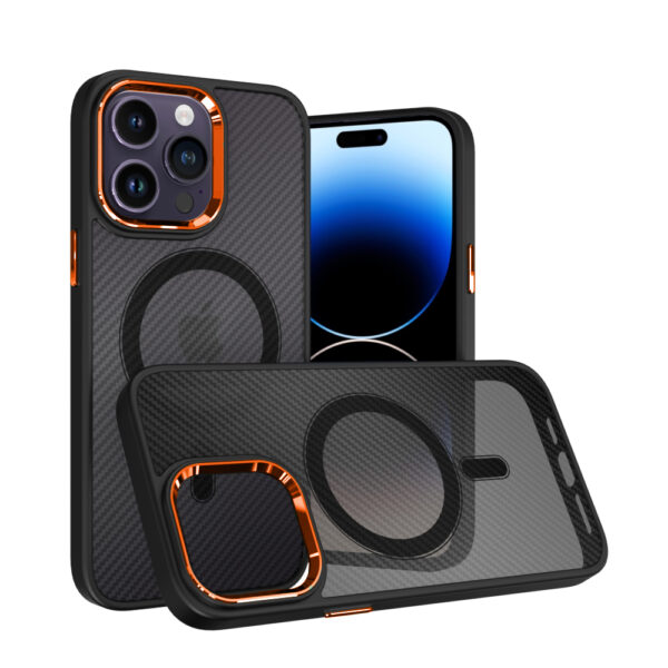 Tel Protect Magnetic Carbon Case do Iphone 11 Czarno-pomarańczowy - obrazek 4