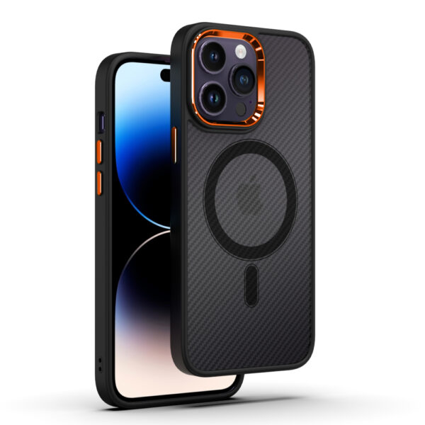 Tel Protect Magnetic Carbon Case do Iphone 11 Czarno-pomarańczowy - obrazek 7