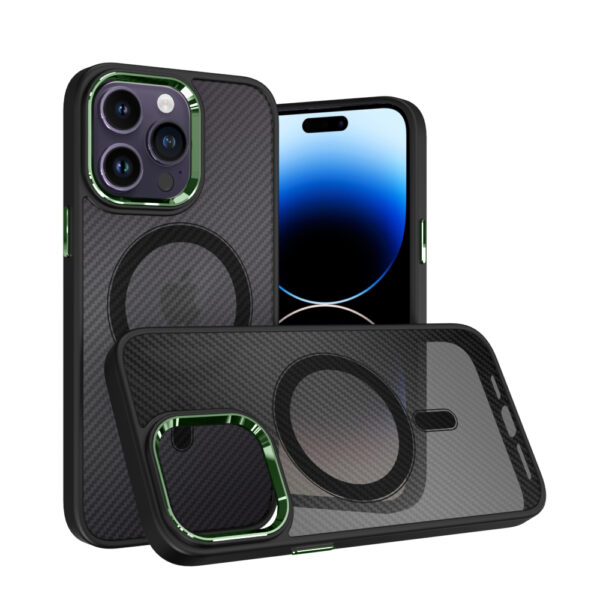 Tel Protect Magnetic Carbon Case do Iphone 11 Pro Max Czarno-zielony - obrazek 4