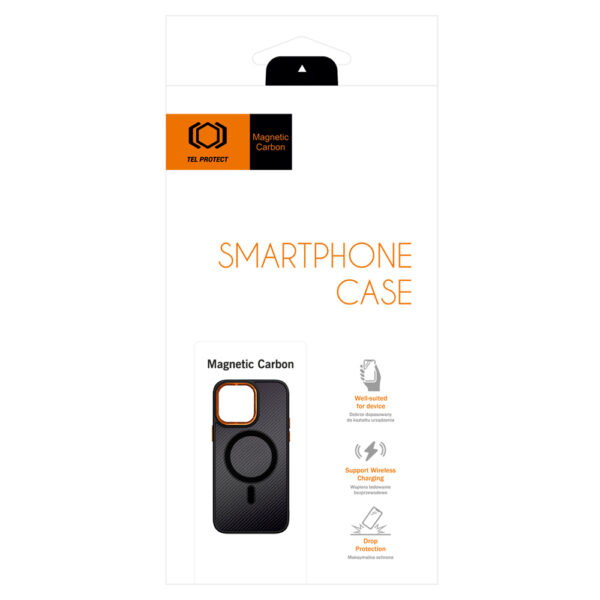 Tel Protect Magnetic Carbon Case do Iphone 11 Czarno-pomarańczowy - obrazek 9