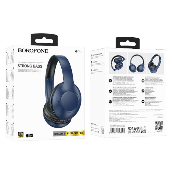 Borofone Słuchawki nauszne BO23 Glamour bluetooth niebieskie - obrazek 4