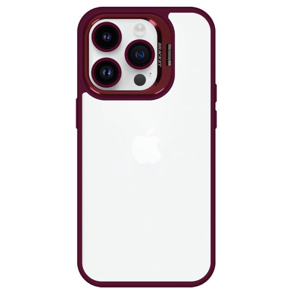 Tel Protect Kickstand case + szkło na aparat (lens) do Iphone 11 burgundowy - obrazek 3