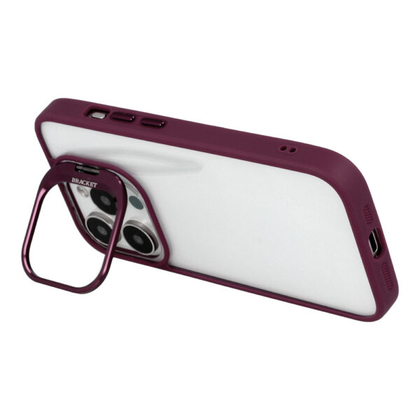 Tel Protect Kickstand case + szkło na aparat (lens) do Iphone 11 Pro burgundowy - obrazek 6