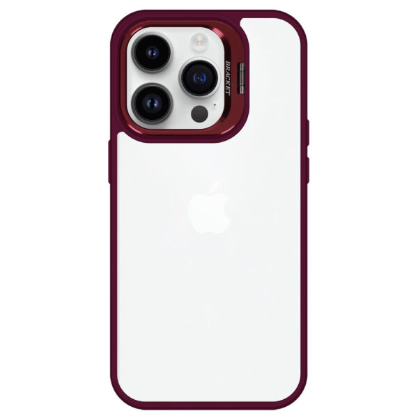 Tel Protect Kickstand case + szkło na aparat (lens) do Iphone 12 Pro Max burgundowy - obrazek 4