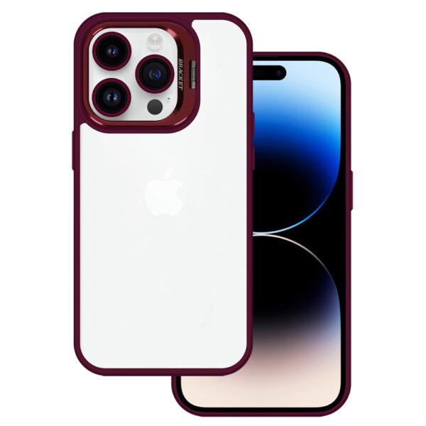 Tel Protect Kickstand case + szkło na aparat (lens) do Iphone 11 burgundowy - obrazek 2