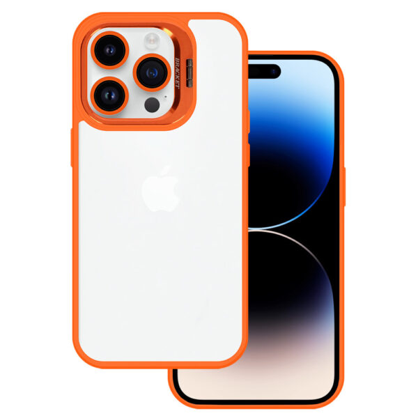 Tel Protect Kickstand case + szkło na aparat (lens) do Iphone 12 Pro Max pomarańczowy - obrazek 2