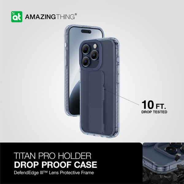 Amazing Thing Etui Titan Pro Holder Case 10FT IP156.1PTHBU do Iphone 15 Pro granatowy z podstawką - obrazek 9