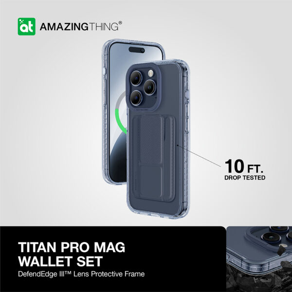 Amazing Thing Etui Titan Pro Mag Wallet Case 10FT IP156.1PTWBU do Iphone 15 Pro granatowy z podstawką - obrazek 8