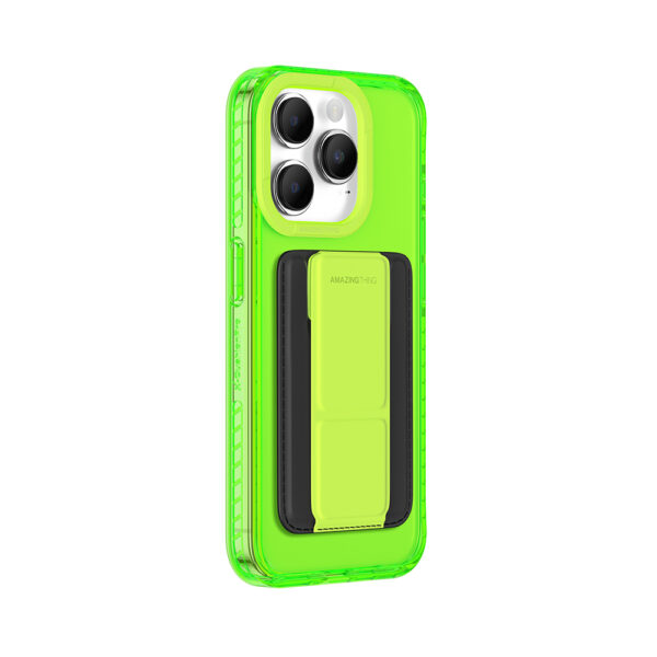 Amazing Thing Etui Titan Pro Neon Mag Wallet Case 10FT IP156.1PTWGN do Iphone 15 Pro zielony z podstawką - obrazek 3