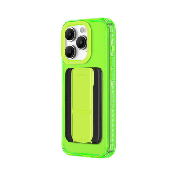 Amazing Thing Etui Titan Pro Neon Mag Wallet Case 10FT IP156.1PTWGN do Iphone 15 Pro zielony z podstawką - obrazek 2