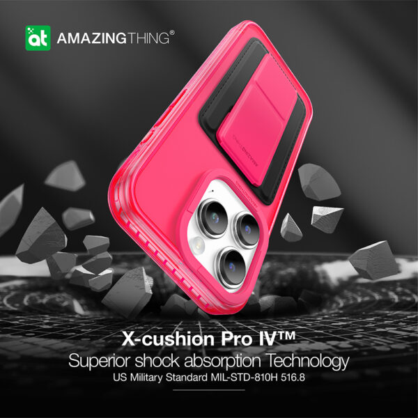 Amazing Thing Etui Titan Pro Neon Mag Wallet Case 10FT IP156.7PTWPN do Iphone 15 Pro Max różowy z podstawką - obrazek 8