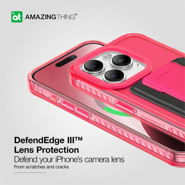 Amazing Thing Etui Titan Pro Neon Mag Wallet Case 10FT IP156.7PTWPN do Iphone 15 Pro Max różowy z podstawką - obrazek 4