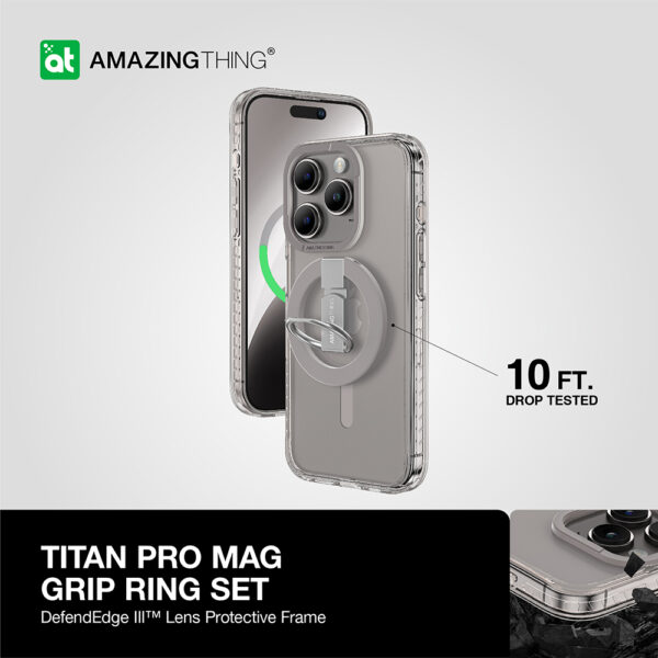 Amazing Thing Etui Titan Pro Mag Ring Grip Case 10FT IP156.1PTRGY do Iphone 15 Pro tytan - obrazek 9